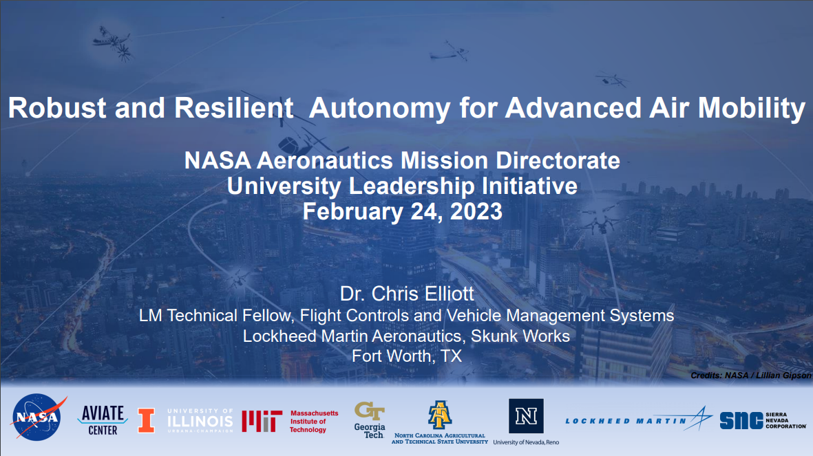 AVIATE SEMINAR “Robust and Resilient Autonomy for Advanced Air Mobility